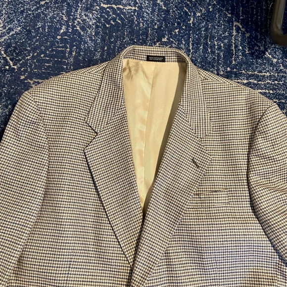 Classic Oscar de la Renta Mini Houndstooth Full Lined Sport Coat Suit Jacket 48L - Picture 10 of 10